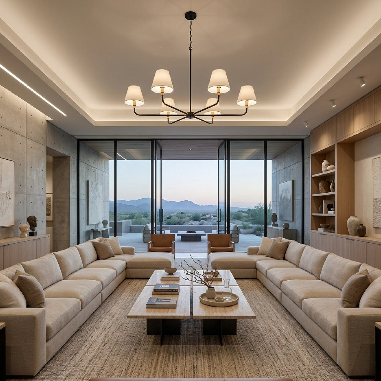 Modern European furniture - 6-Light White Linen Chandelier - www.oroa.com | Oroa.com