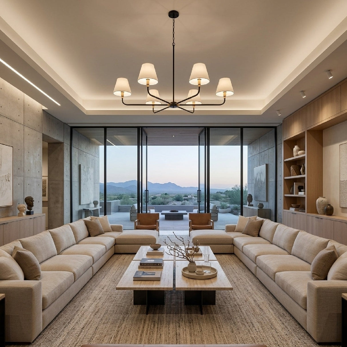 Modern European furniture - 6-Light White Linen Chandelier - www.oroa.com
