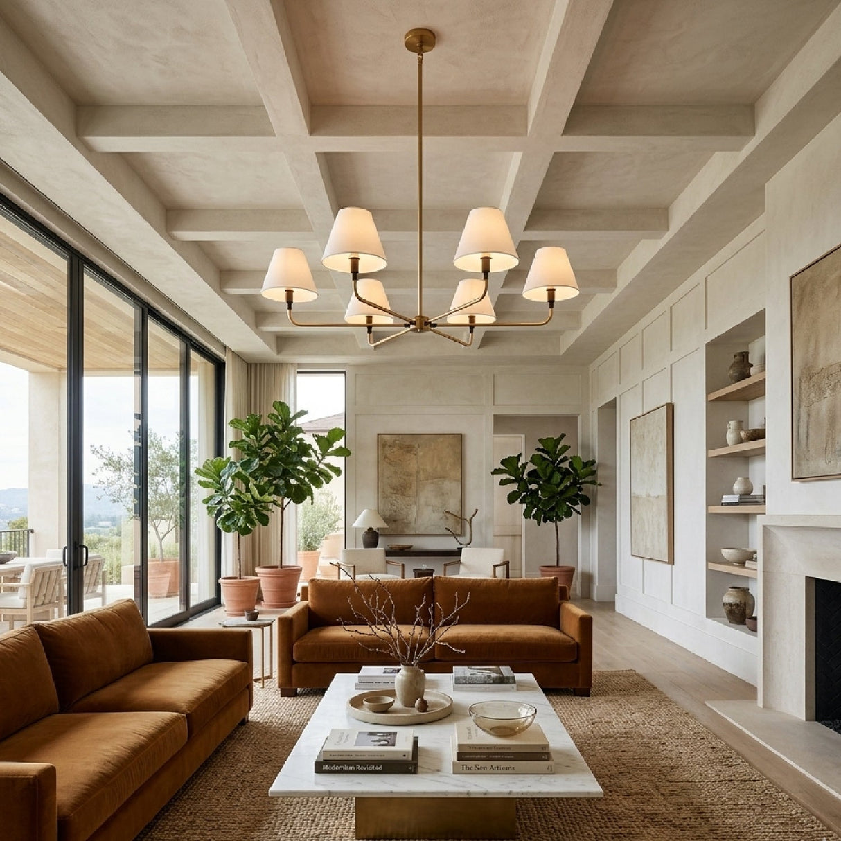 Modern European furniture - 6-Light White Linen Chandelier - www.oroa.com