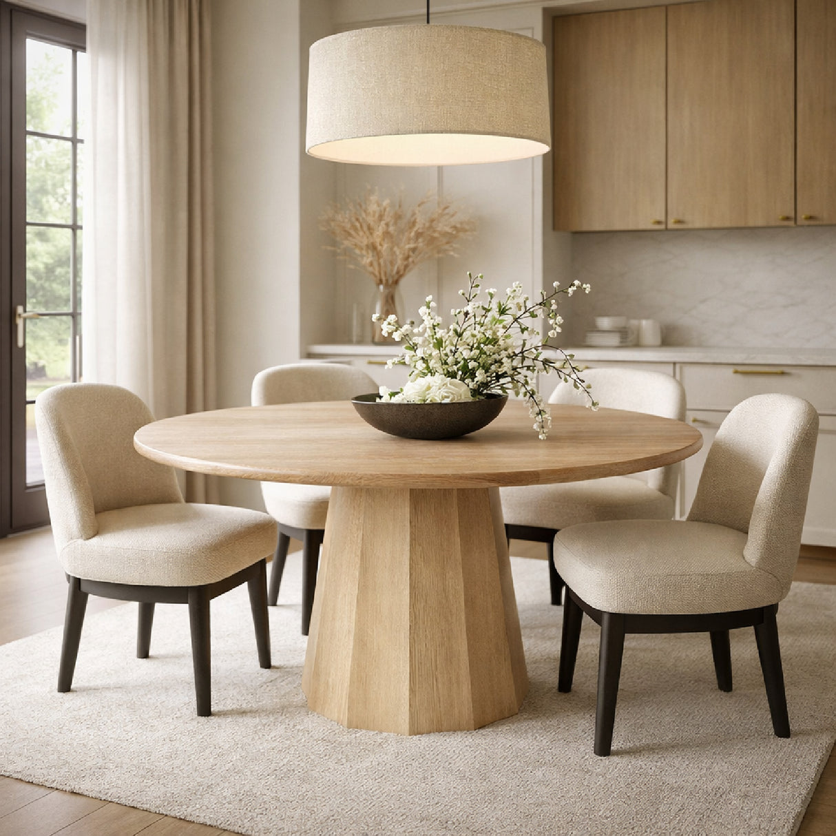 Modern furniture - Round Travertine Dining Table - www.oroa.com
