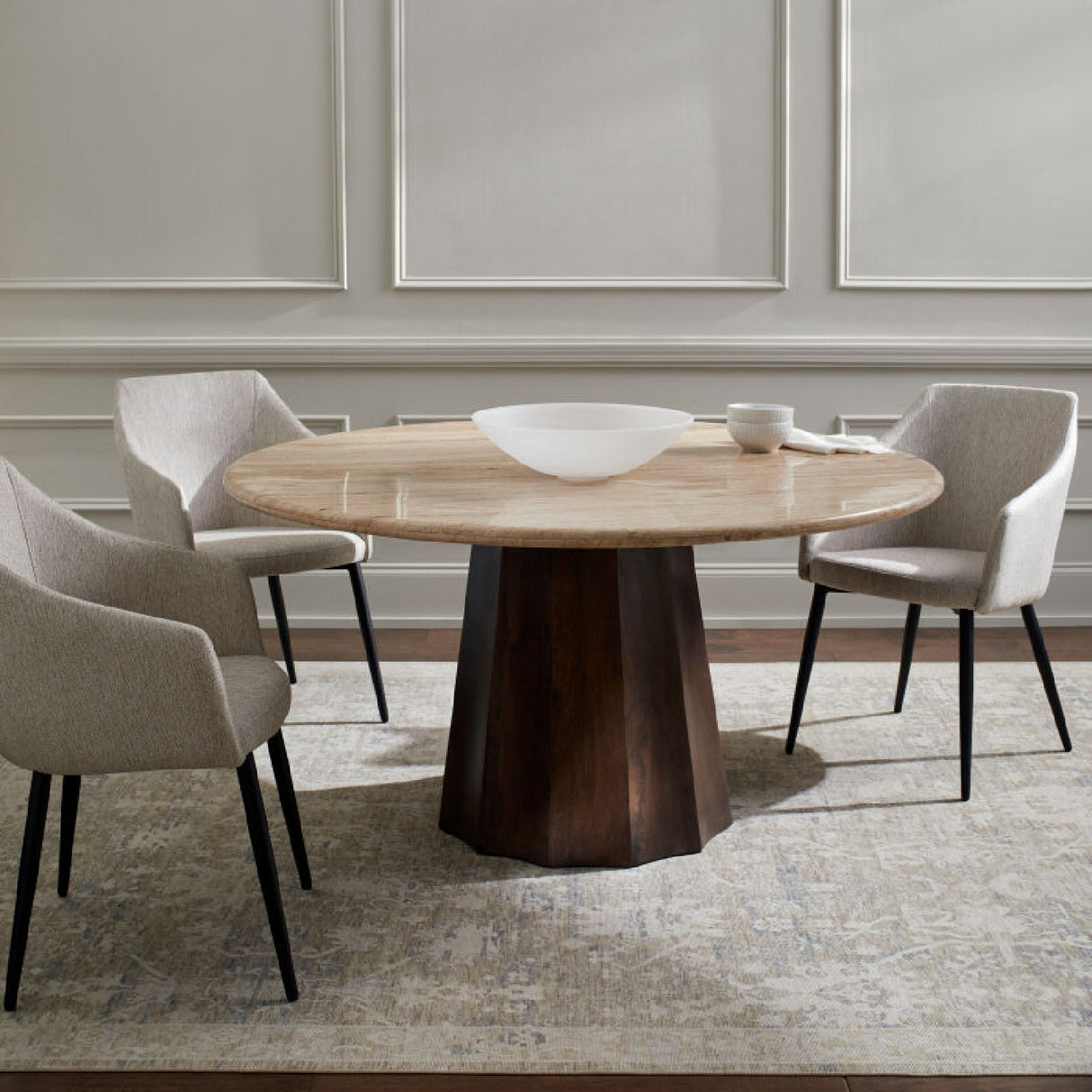 Modern furniture - Round Travertine Dining Table - www.oroa.com