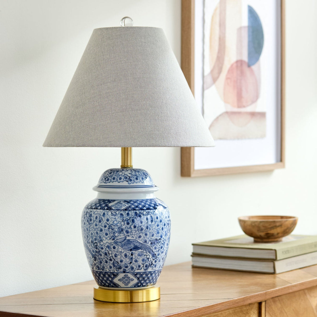 Modern European furniture - Floral Print Ceramic Table Lamp - www.oroa.com