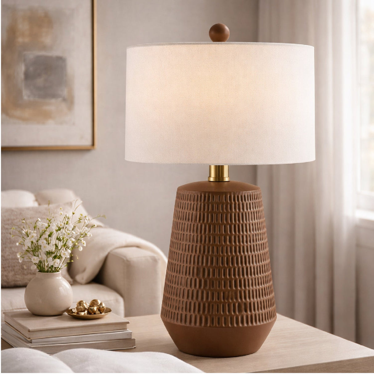 Modern European furniture - Organic-Carved Base Table Lamp - www.oroa.com