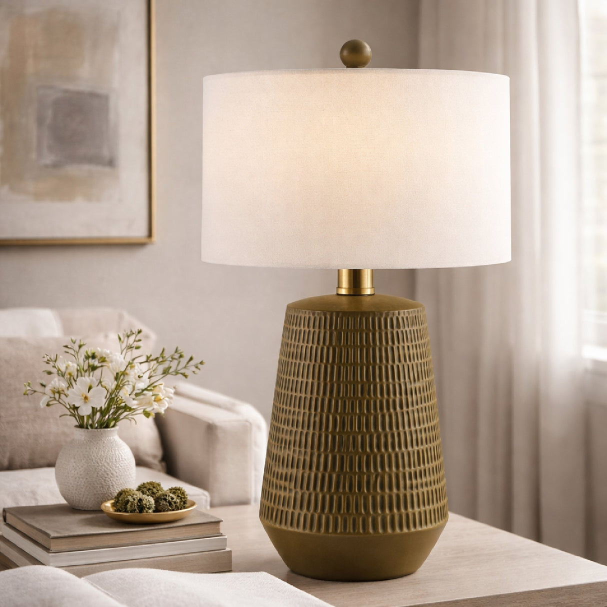 Modern European furniture - Organic-Carved Base Table Lamp - www.oroa.com