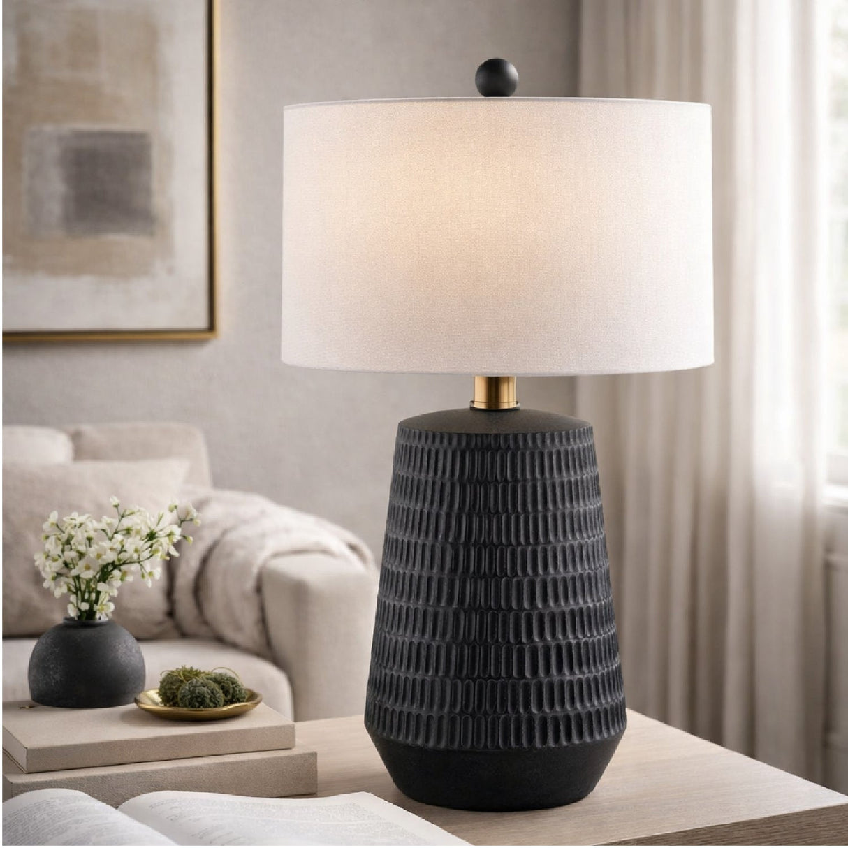 Modern European furniture - Organic-Carved Base Table Lamp - www.oroa.com