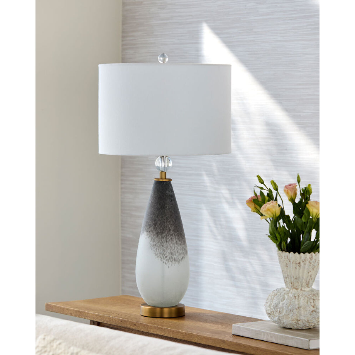 Modern European furniture - Frosted Black Glass Table Lamp - www.oroa.com