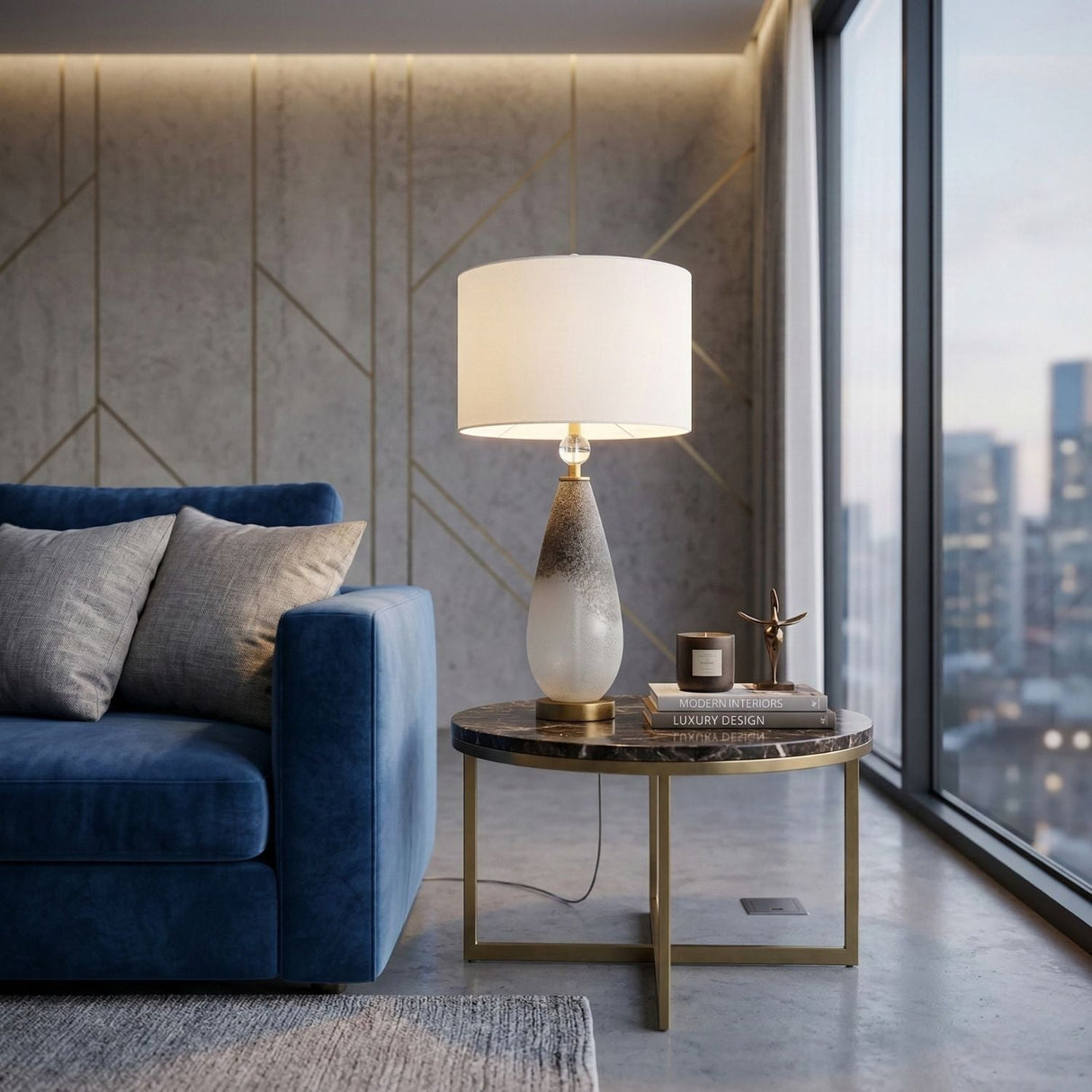 Modern European furniture - Frosted Black Glass Table Lamp - www.oroa.com