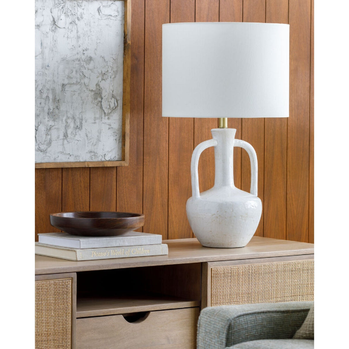 Modern European furniture - White Ceramic Amphora Table Lamp - www.oroa.com