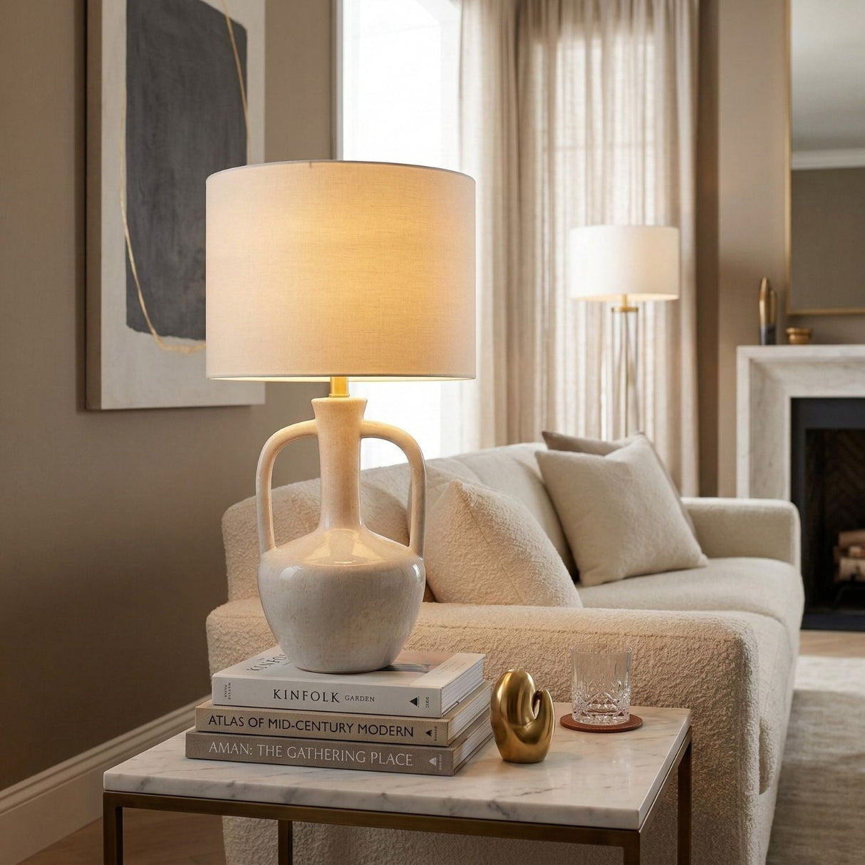 Modern European furniture - White Ceramic Amphora Table Lamp - www.oroa.com