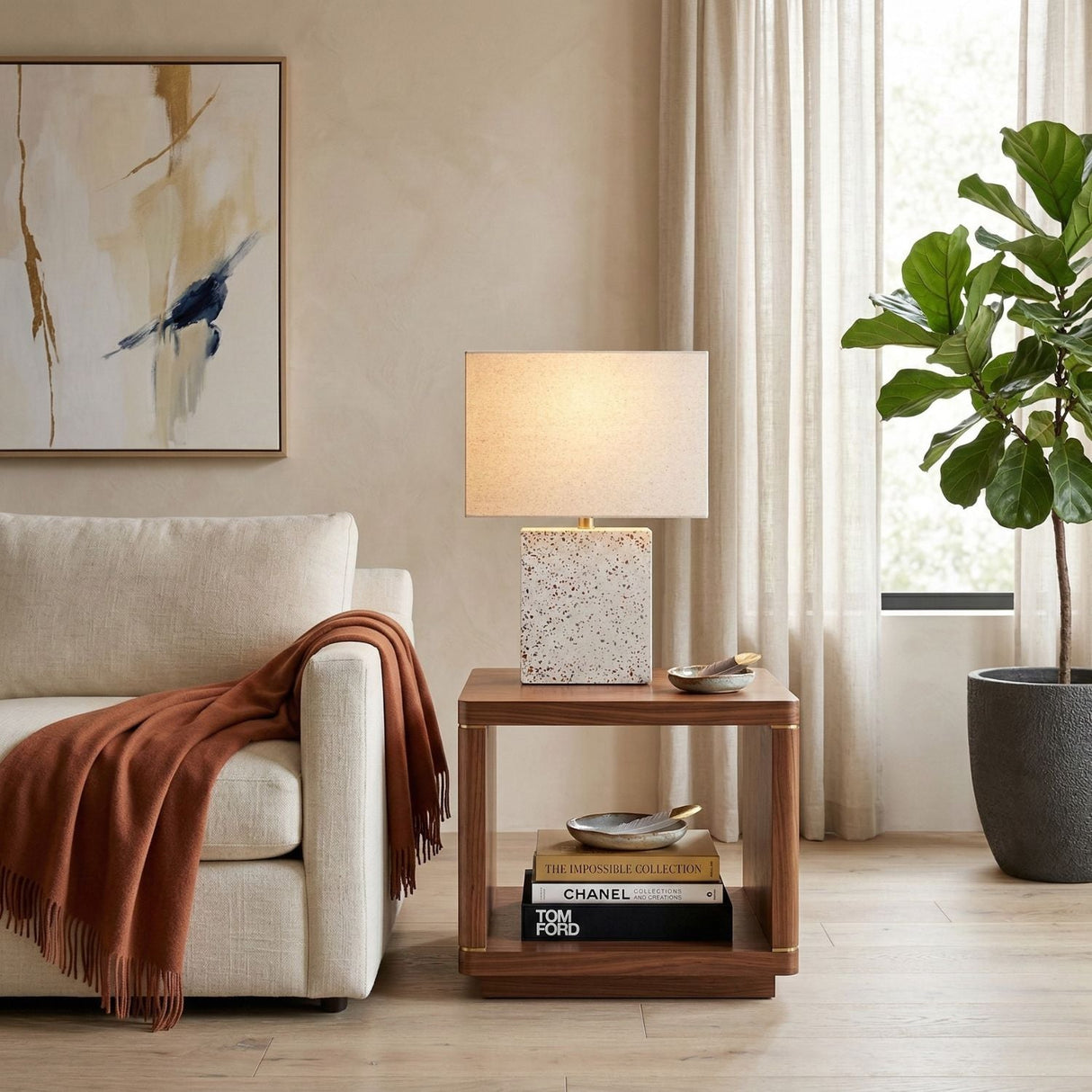 Modern European furniture - Brushed White Concrete Table Lamp - www.oroa.com