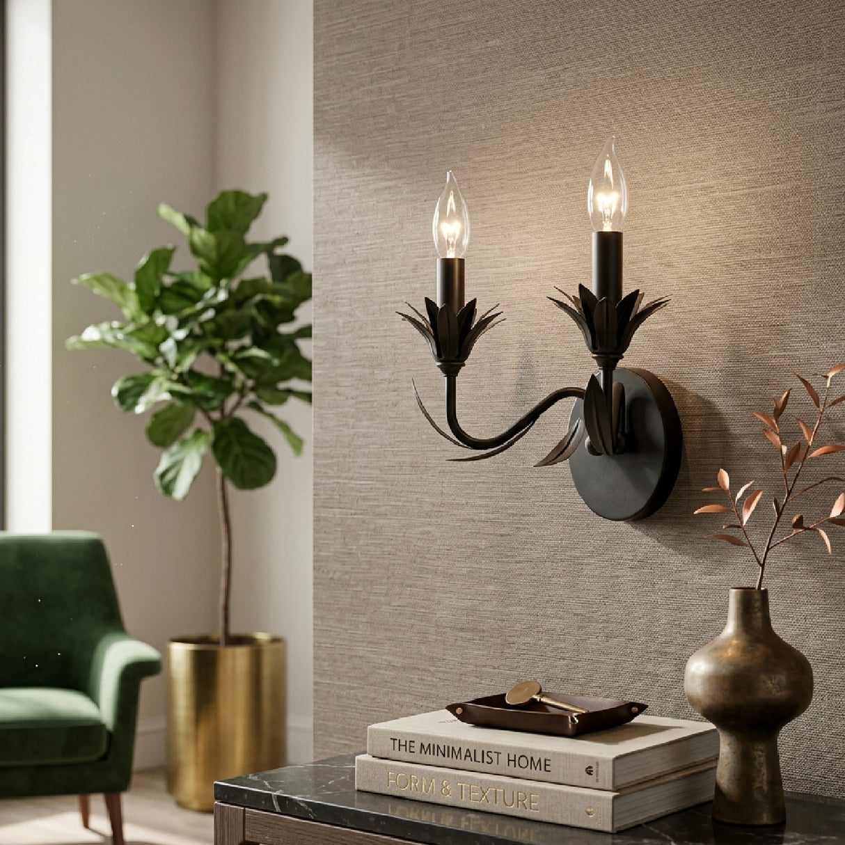 Modern European furniture - Black Floral Candelabra Wall Lamp - www.oroa.com