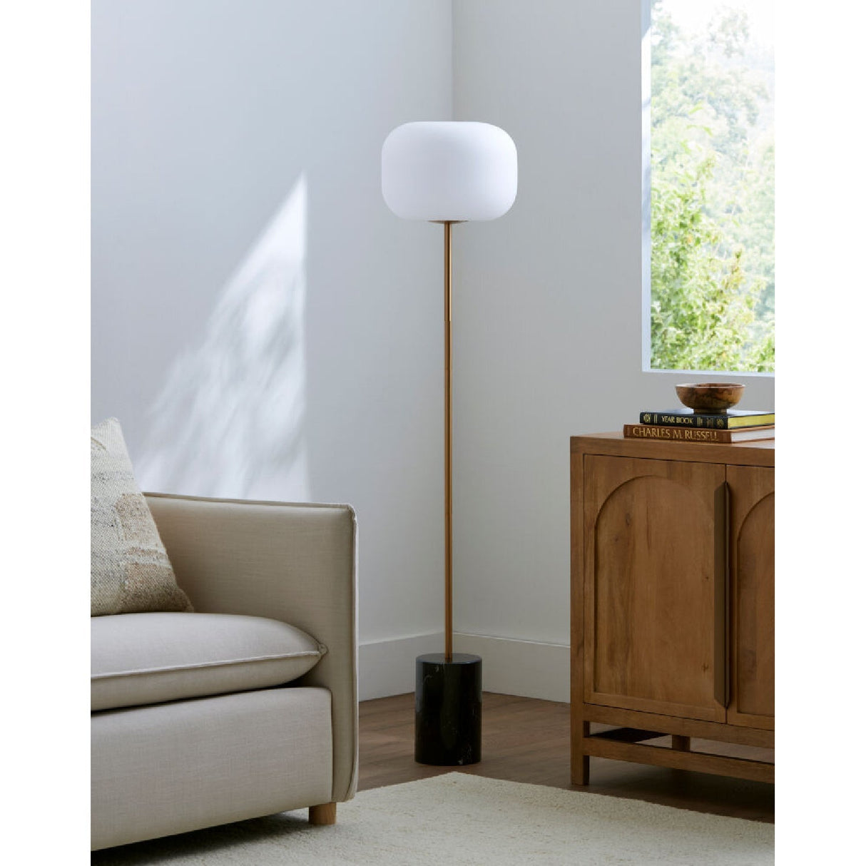 Modern European furniture - White Glass Accent Floor Lamp - www.oroa.com