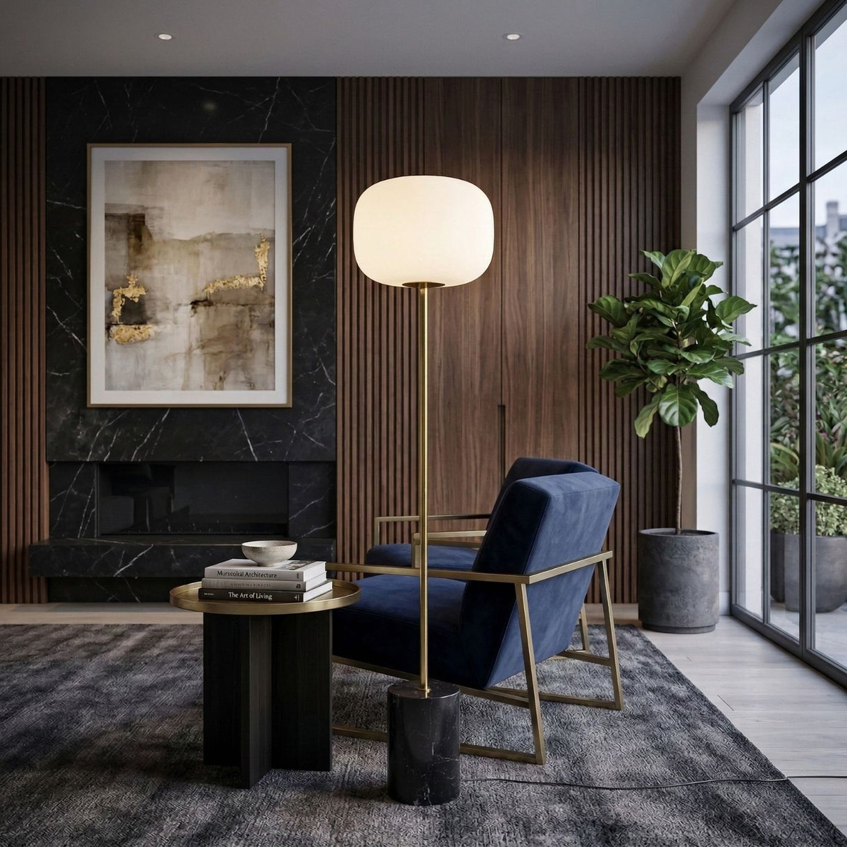 White Glass Accent Floor Lamp | Oroa.com