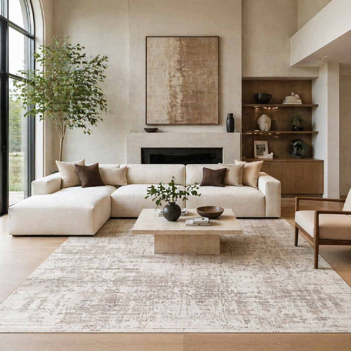 Modern European furniture - Gray Viscose Blend Carpet - www.oroa.com