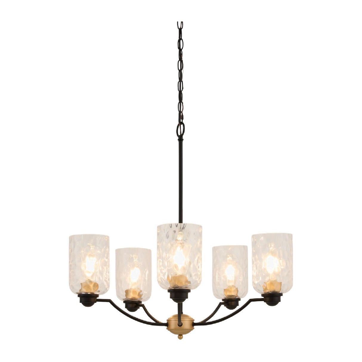 Modern European furniture - Textured Clear Glass 5-Light Chandelier - www.oroa.com