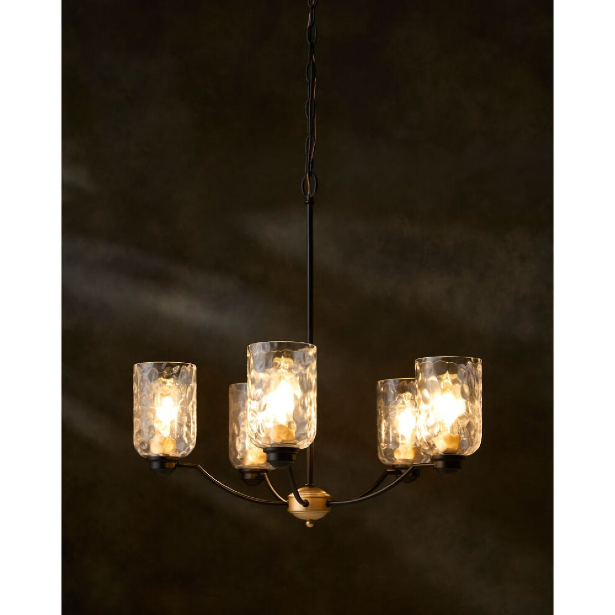 Modern European furniture - Textured Clear Glass 5-Light Chandelier - www.oroa.com