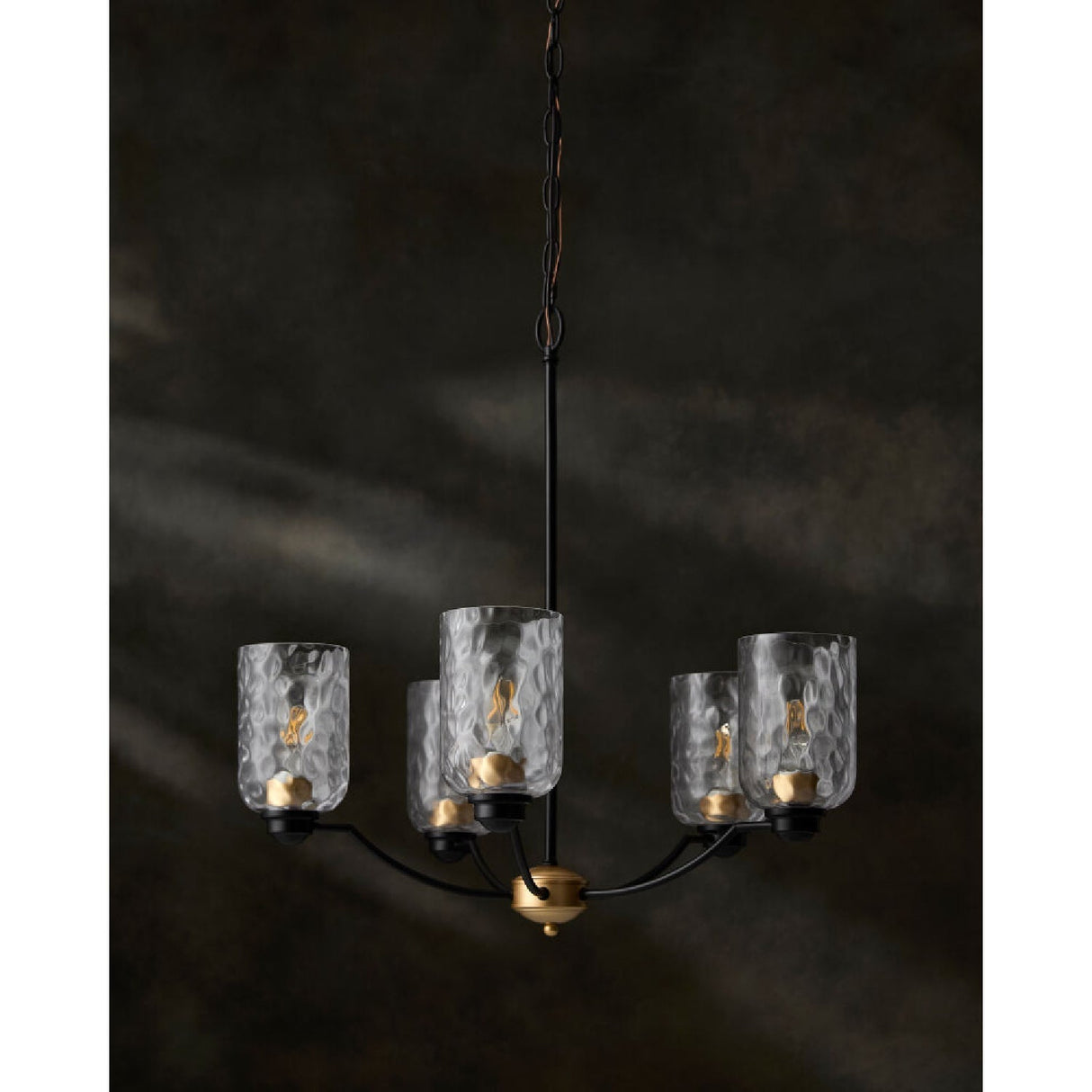 Modern European furniture - Textured Clear Glass 5-Light Chandelier - www.oroa.com