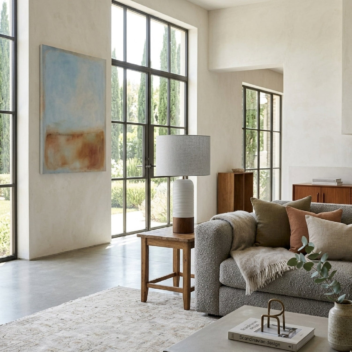 Modern European furniture - White Drum Linen Table Lamp - www.oroa.com
