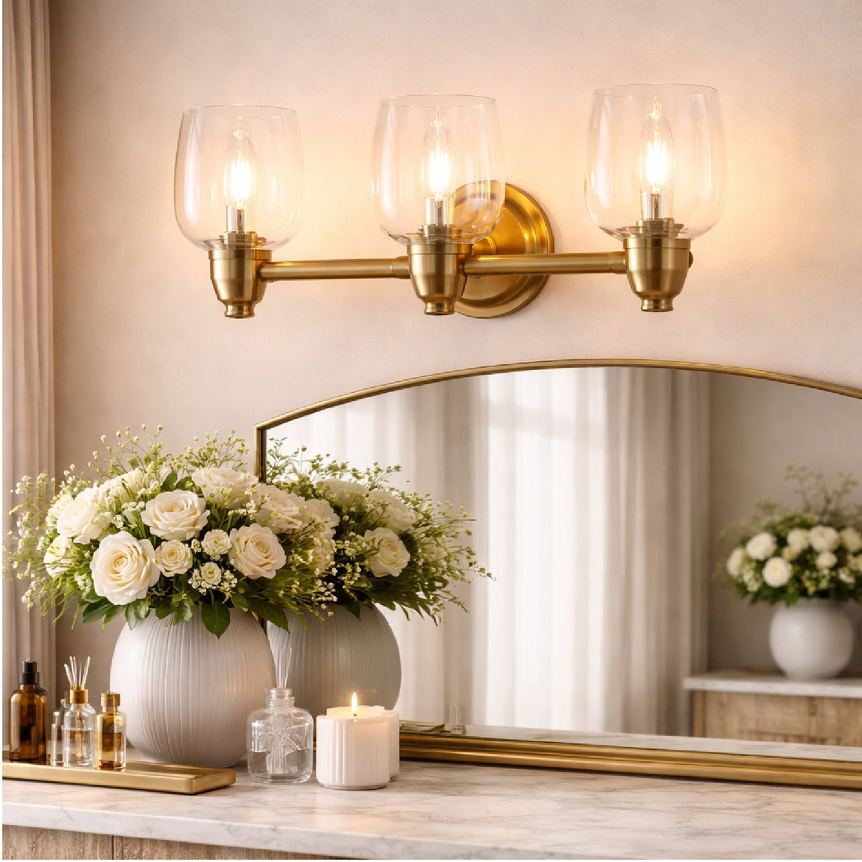 Modern European furniture - Gold Framed Glass Wall Lamp - www.oroa.com