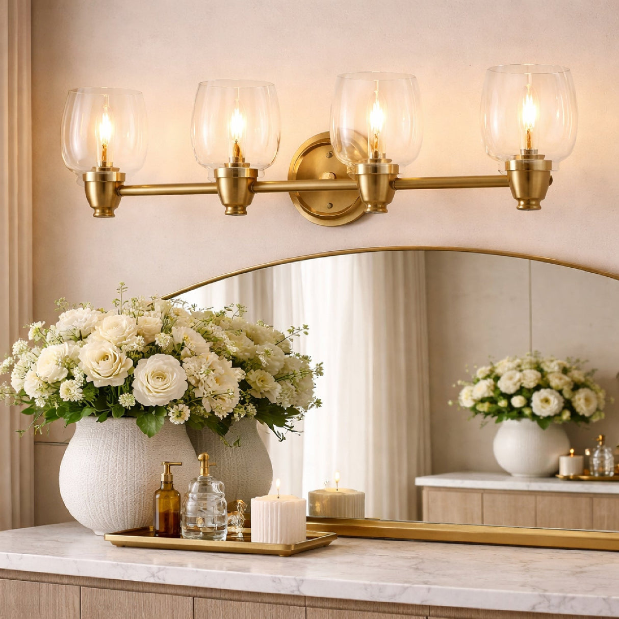 Modern European furniture - Gold Framed Glass Wall Lamp - www.oroa.com