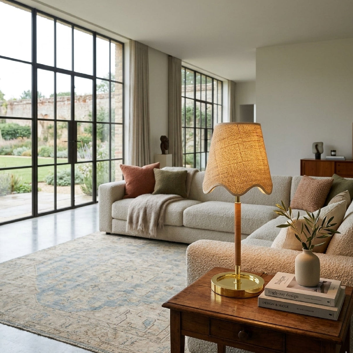Modern European furniture - Scalloped Beige Jute Table Lamp - www.oroa.com