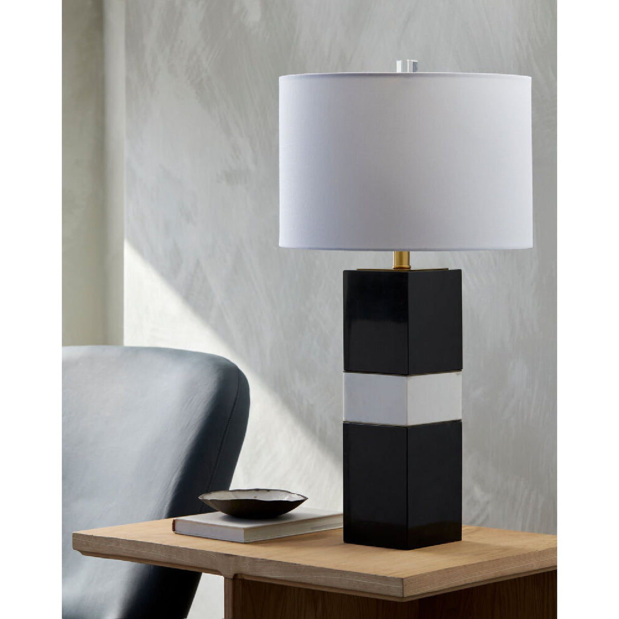 Modern European furniture - Black & White Marble Table Lamp - www.oroa.com