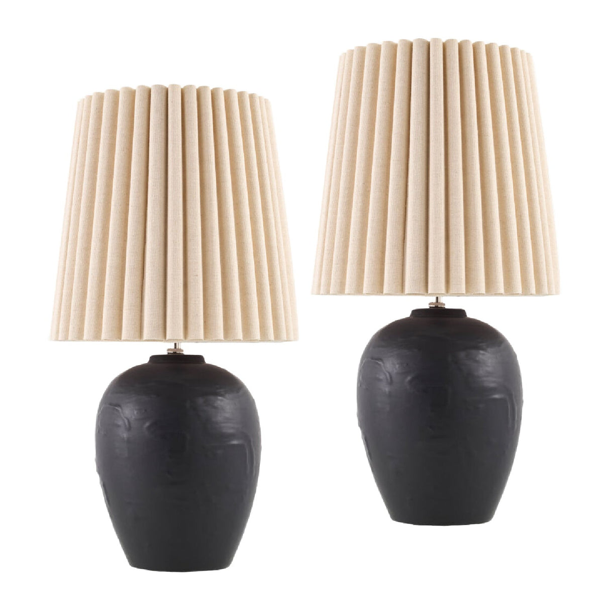 Modern European furniture - Pleated Linen Ceramic Table Lamps (2) - www.oroa.com