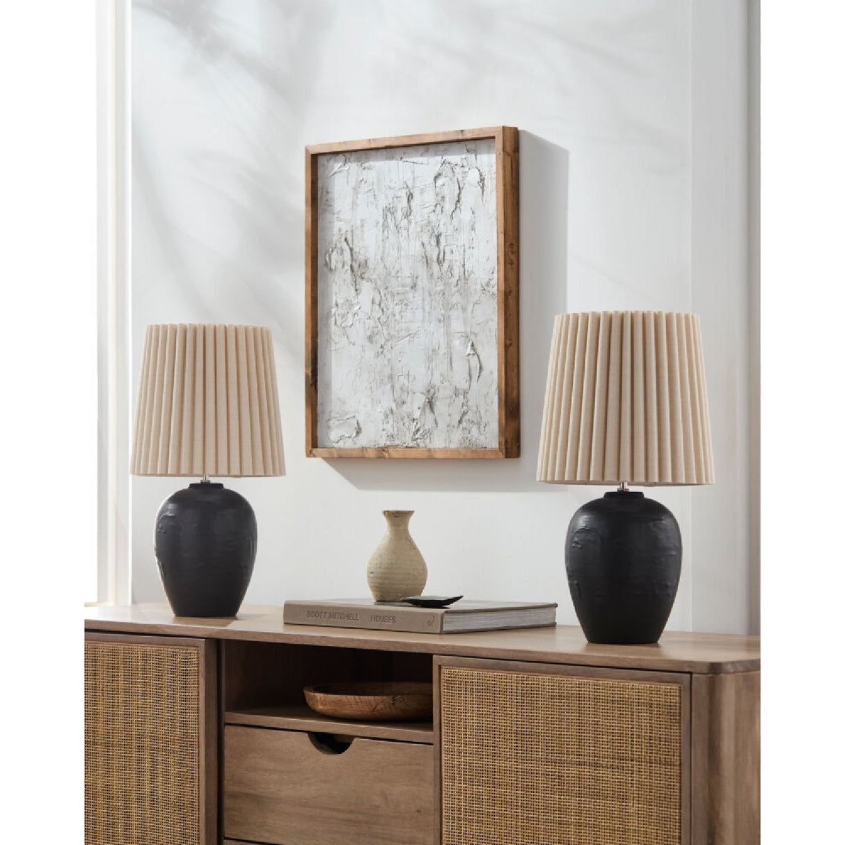 Modern European furniture - Pleated Linen Ceramic Table Lamps (2) - www.oroa.com