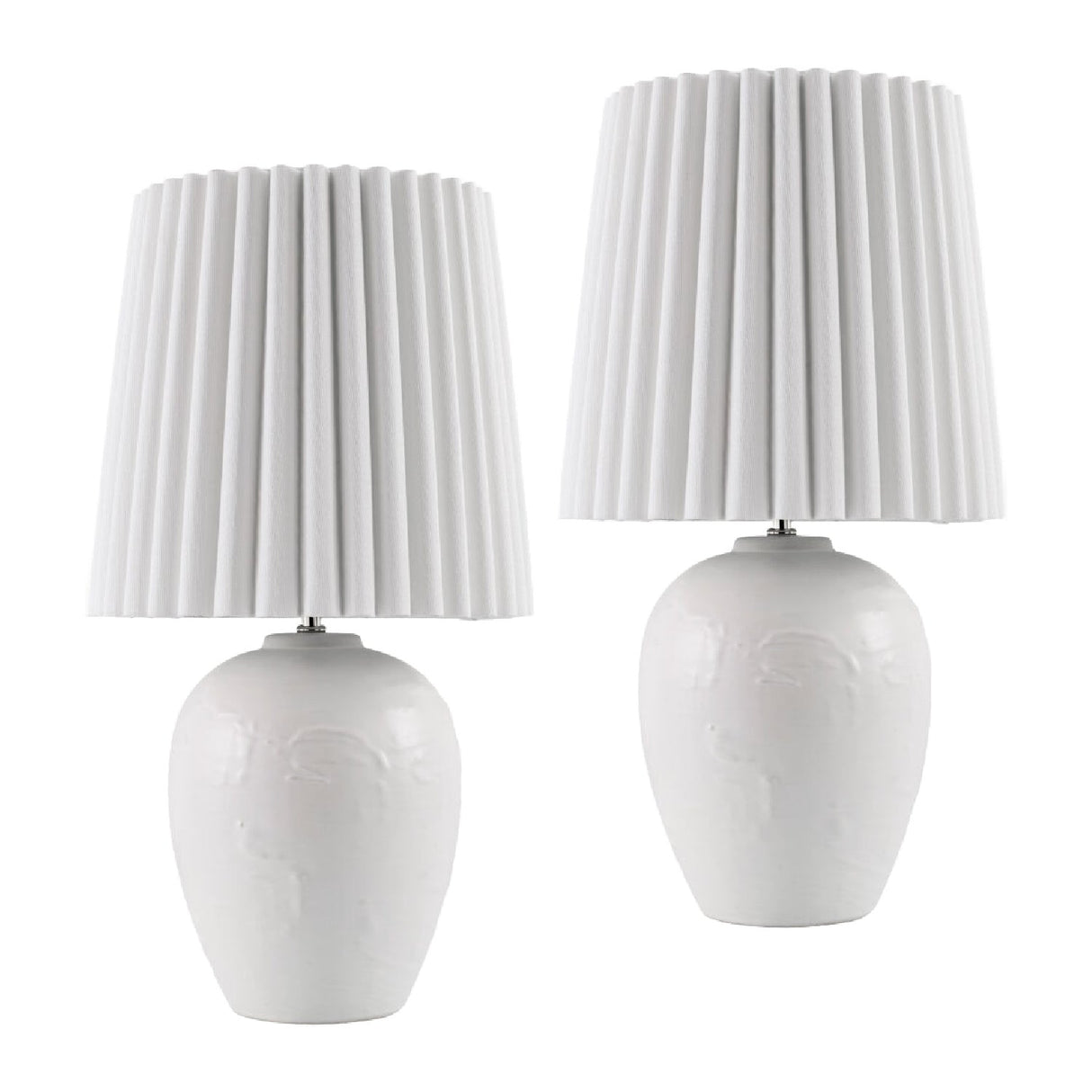 Modern European furniture - Pleated Linen Ceramic Table Lamps (2) - www.oroa.com