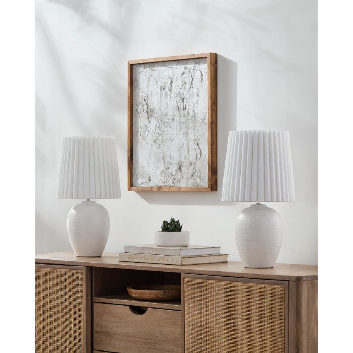 Modern European furniture - Pleated Linen Ceramic Table Lamps (2) - www.oroa.com