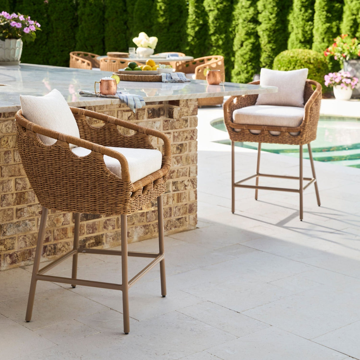 Modern European furniture - Hand-Woven Wicker Outdoor Bar Stool - www.oroa.com