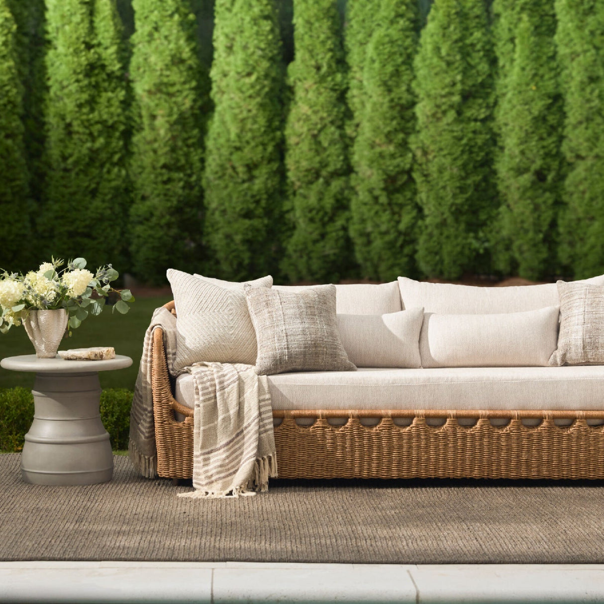 Modern European furniture - Hand-Woven Wicker Outdoor Sofa - www.oroa.com