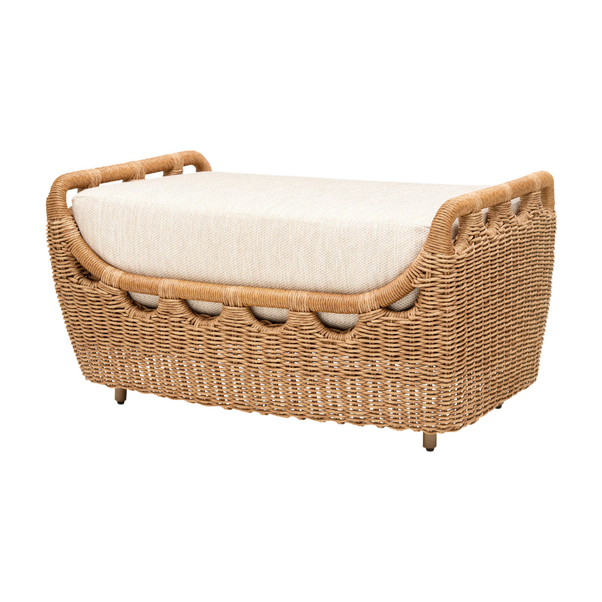 Modern European furniture - Hand-Woven Wicker Outdoor Ottoman - www.oroa.com | Oroa.com