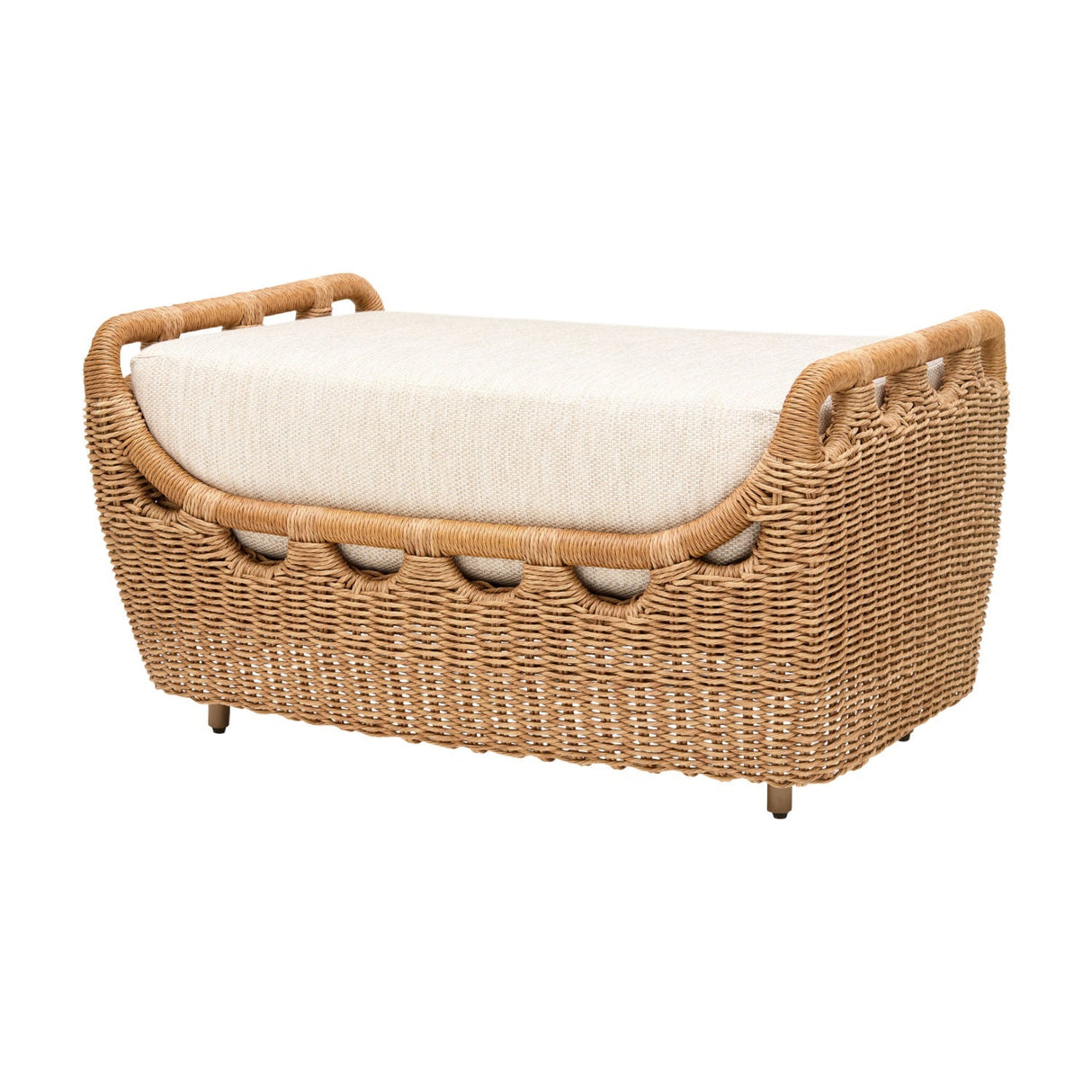 Modern European furniture - Hand-Woven Wicker Outdoor Ottoman - www.oroa.com
