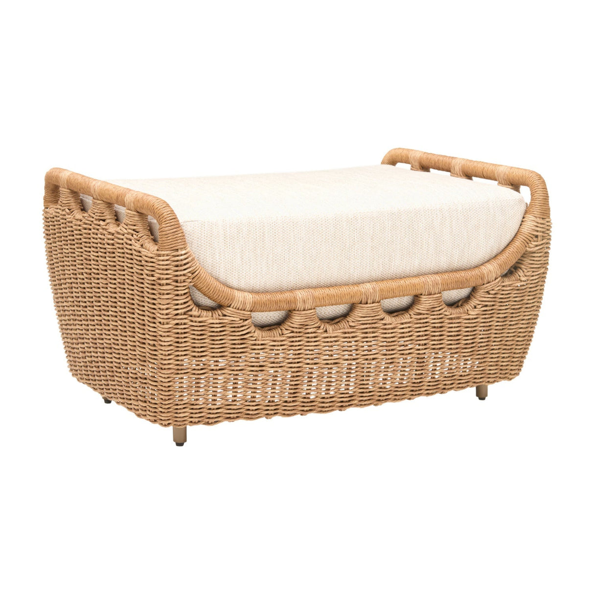 Modern European furniture - Hand-Woven Wicker Outdoor Ottoman - www.oroa.com