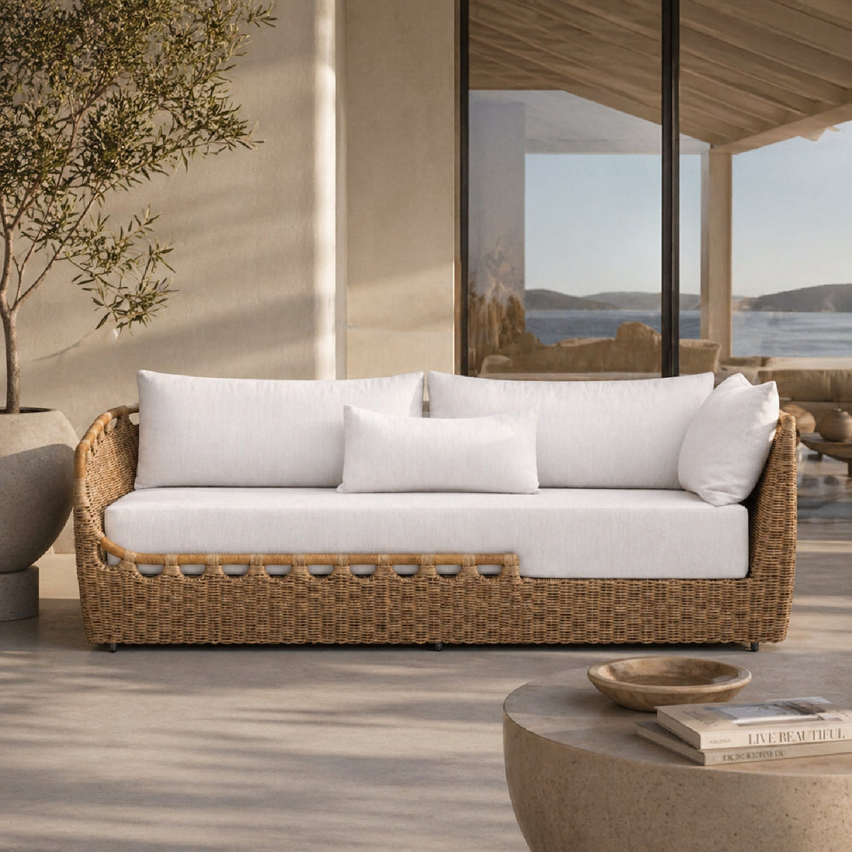 Modern European furniture - Hand-Woven Wicker Outdoor Sectional Sofa - www.oroa.com