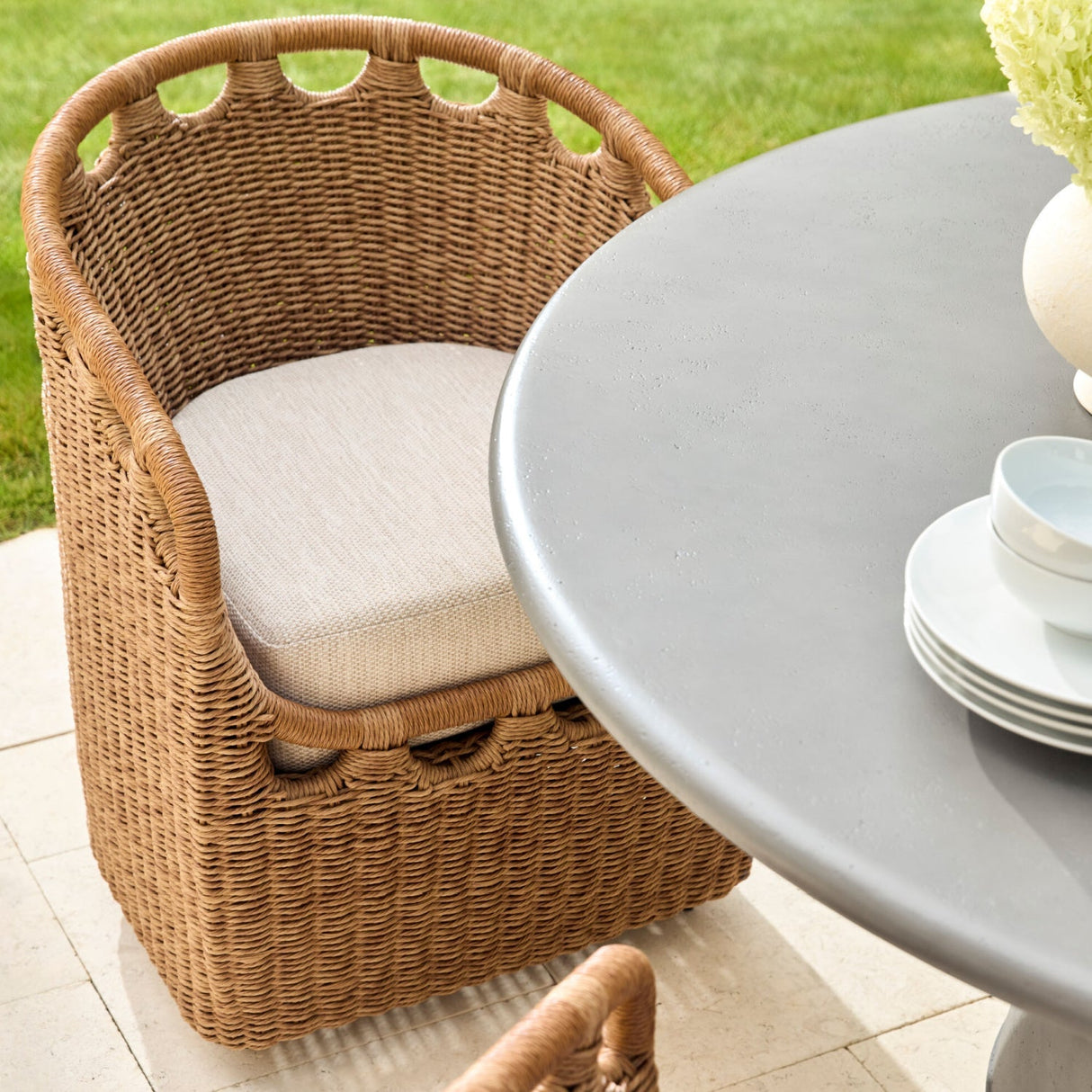 Modern European furniture - Hand-Woven Wicker Outdoor Dining Chair - www.oroa.com