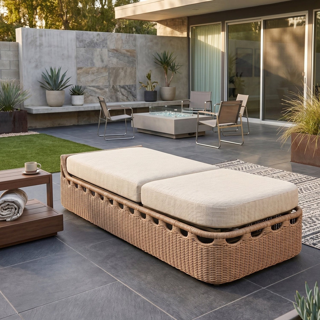 Hand-Woven Wicker Outdoor Chaise Lounge