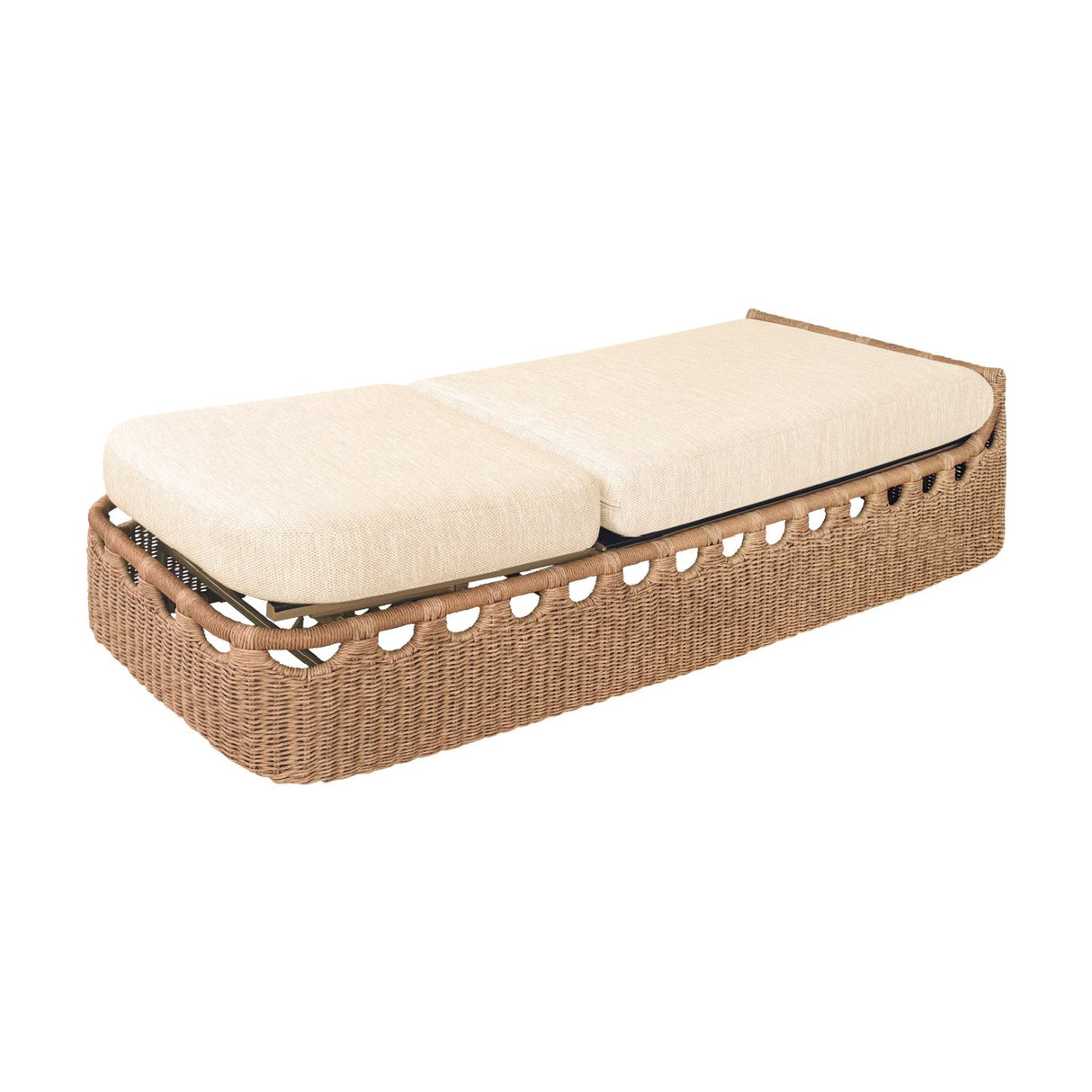 Hand-Woven Wicker Outdoor Chaise Lounge