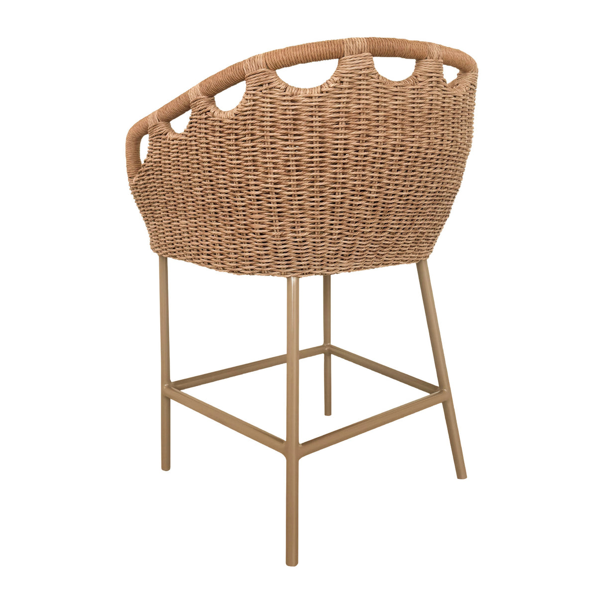 Hand-Woven Wicker Outdoor Counter Stool