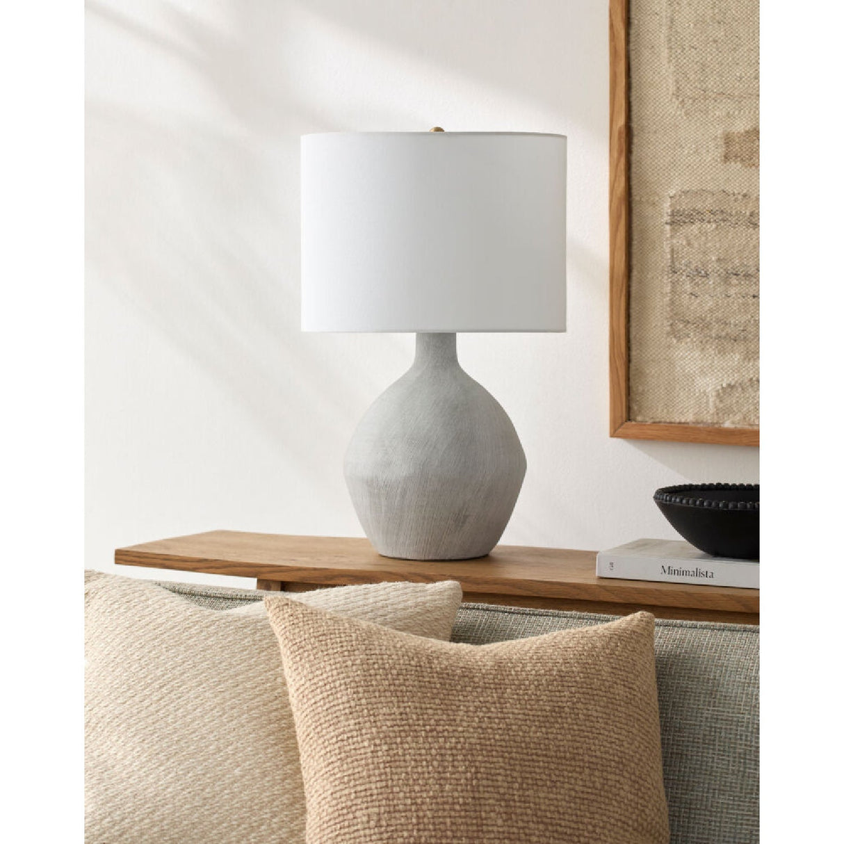 Modern European furniture - Linen Shade Ceramic Table Lamp - www.oroa.com