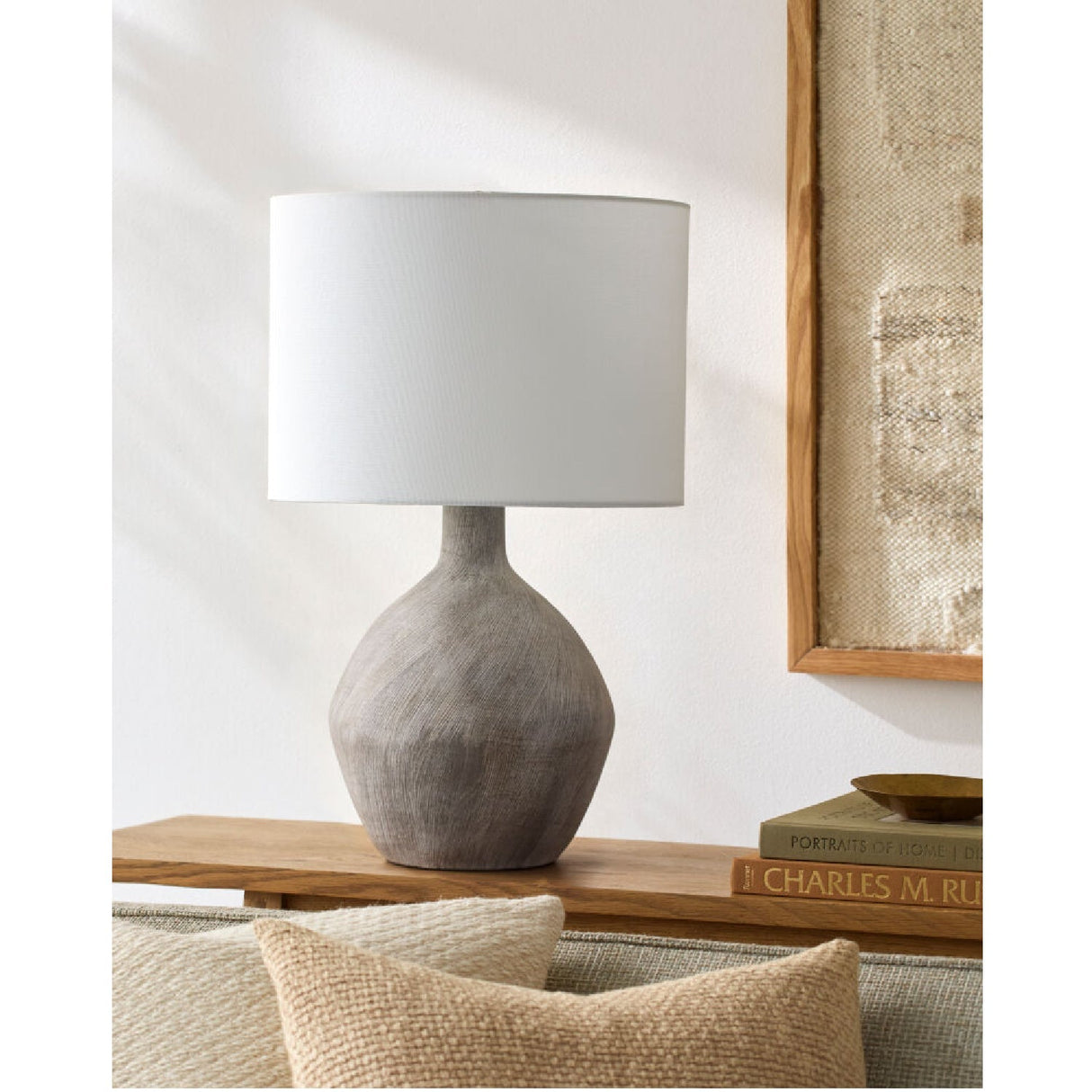 Modern European furniture - Linen Shade Ceramic Table Lamp - www.oroa.com