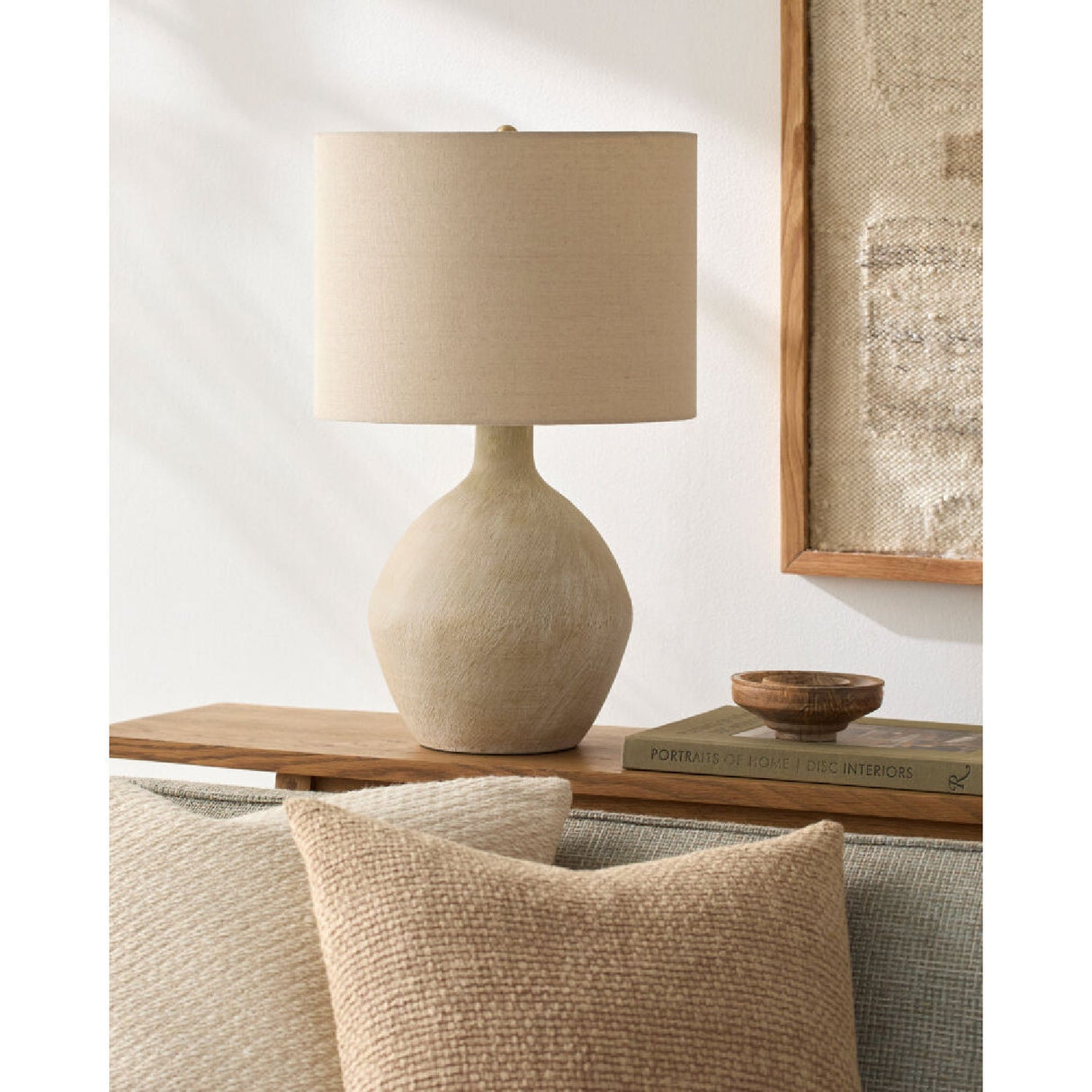 Modern European furniture - Linen Shade Ceramic Table Lamp - www.oroa.com
