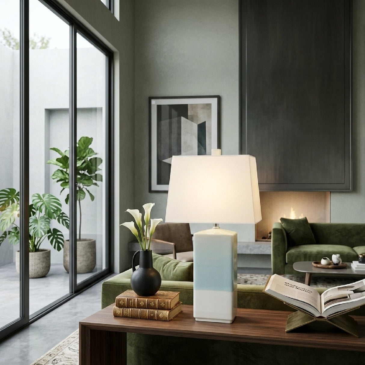 Modern European furniture - Turquoise Ceramic Accent Table Lamp - www.oroa.com