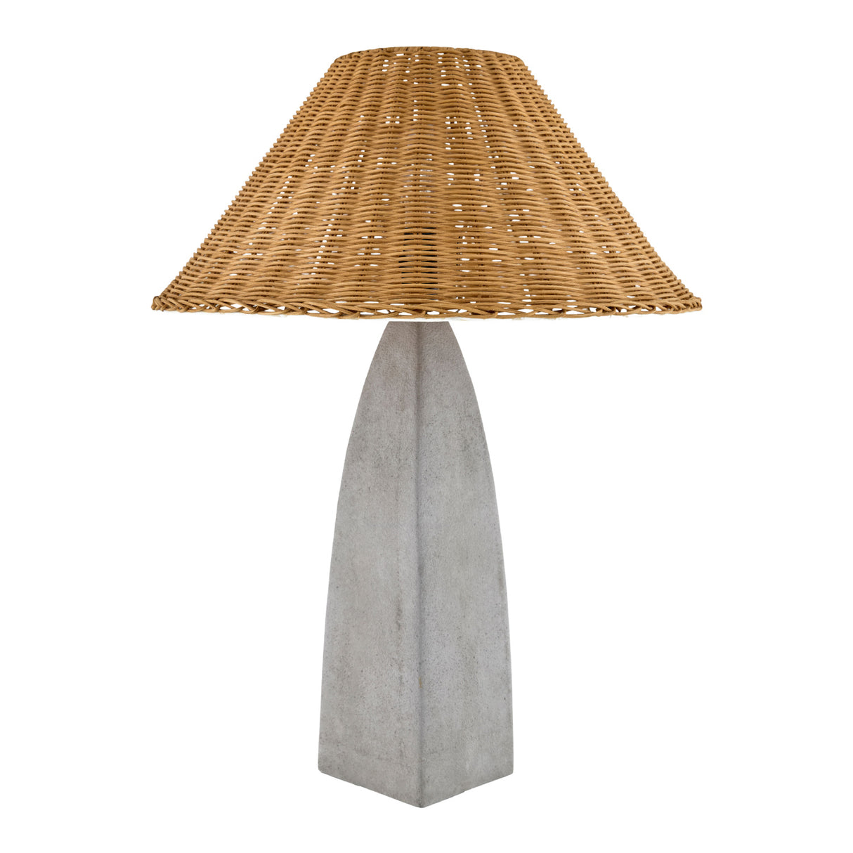 Modern European furniture - Rattan Shade Concrete Table Lamp - www.oroa.com