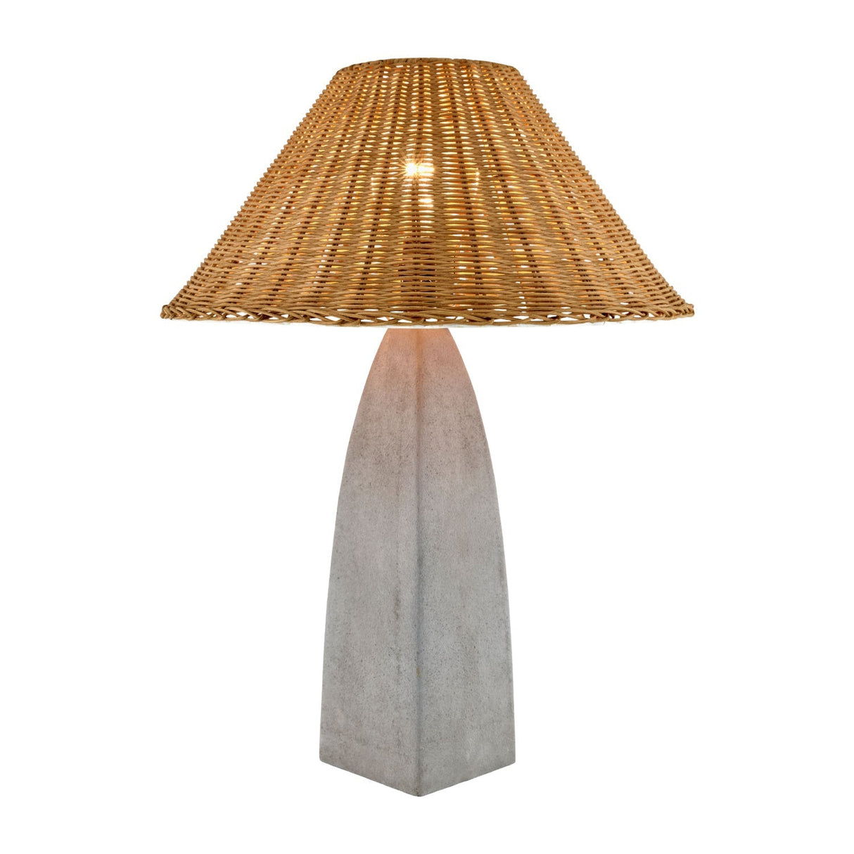 Modern European furniture - Rattan Shade Concrete Table Lamp - www.oroa.com
