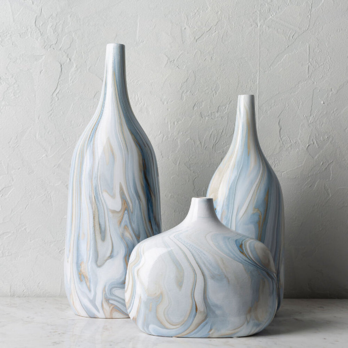 Modern European furniture - Marbled Ceramic Outdoor Vases (3) - www.oroa.com