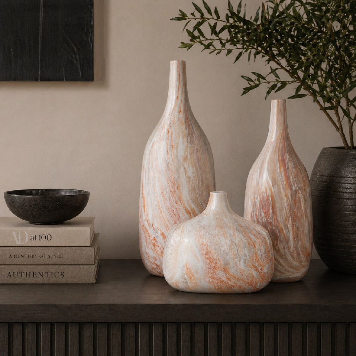 Modern European furniture - Marbled Ceramic Outdoor Vases (3) - www.oroa.com