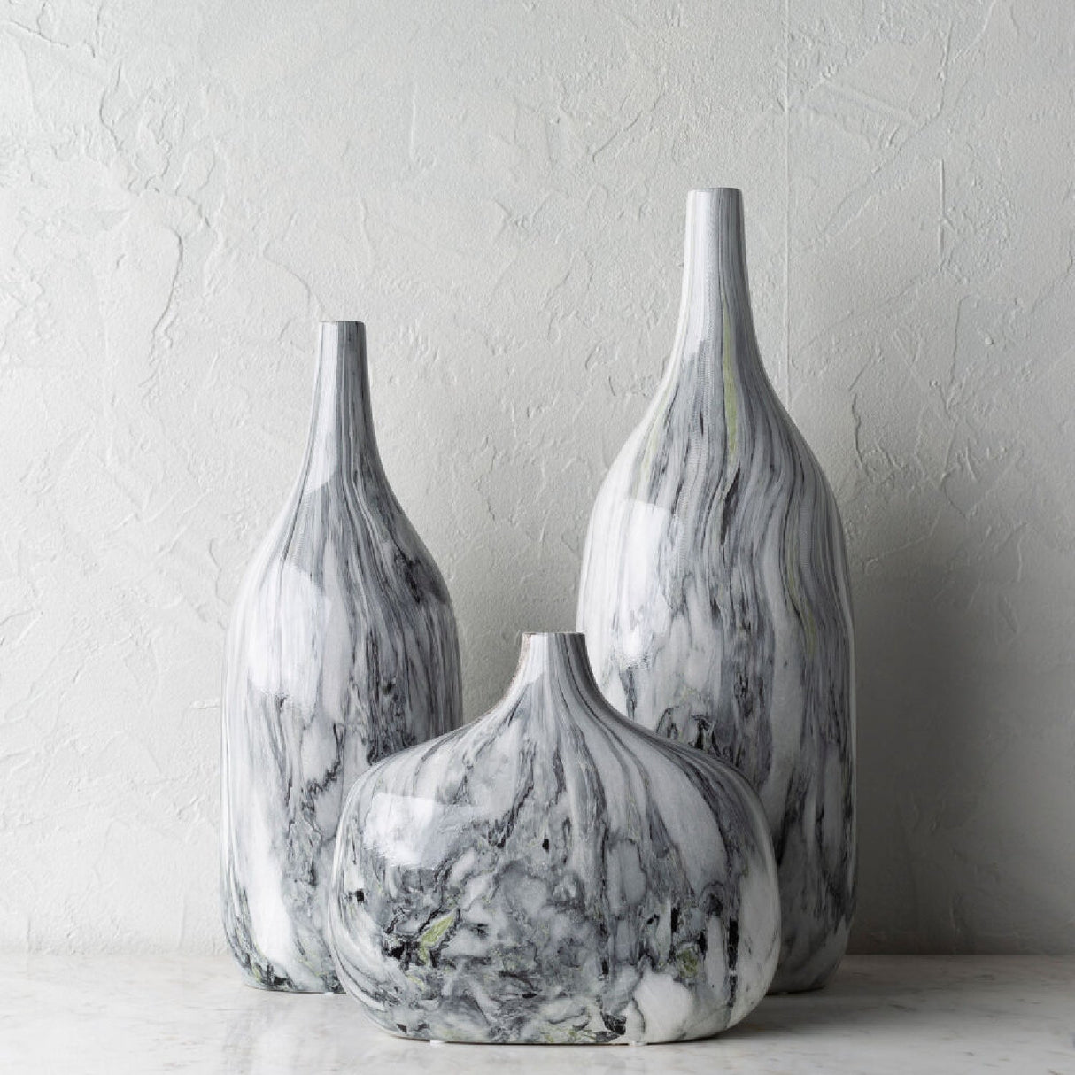 Modern European furniture - Marbled Ceramic Outdoor Vases (3) - www.oroa.com