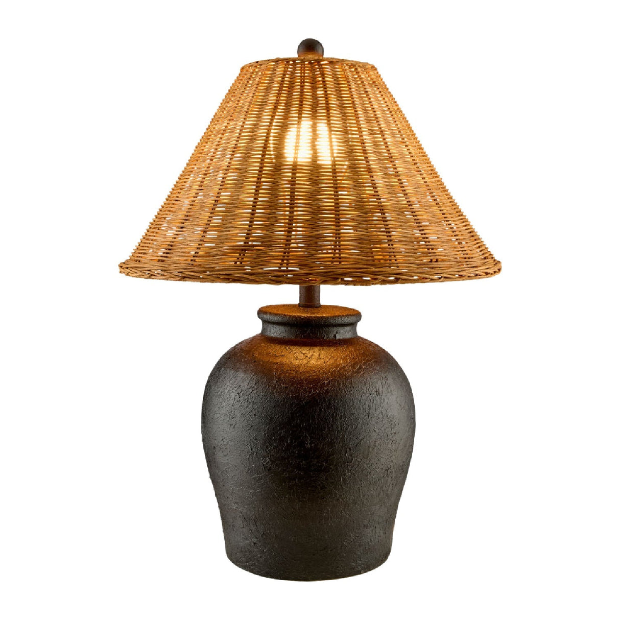 Modern European furniture - Brown Rattan Ceramic Table Lamp - www.oroa.com